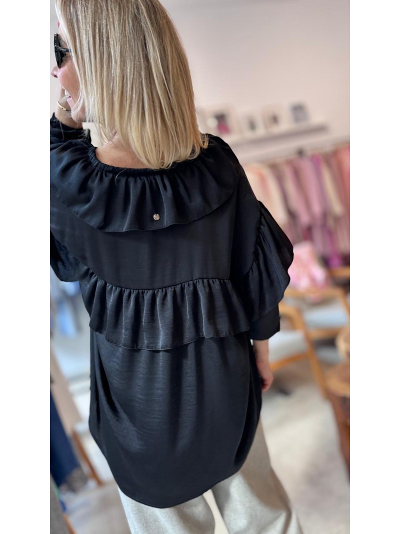 Miniatura produktu Czarna Bluzka na długi rękaw z falbanami Buenos Black