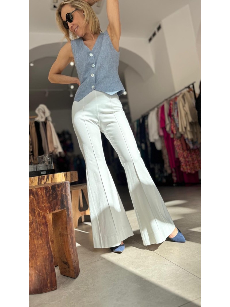 Miniatura produktu Białe Spodnie Flare na gumce i z szerokimi nogawkami Flare White