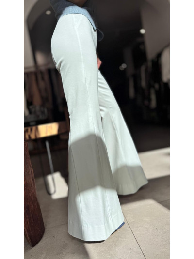 Białe Spodnie Flare na gumce i z szerokimi nogawkami Flare White