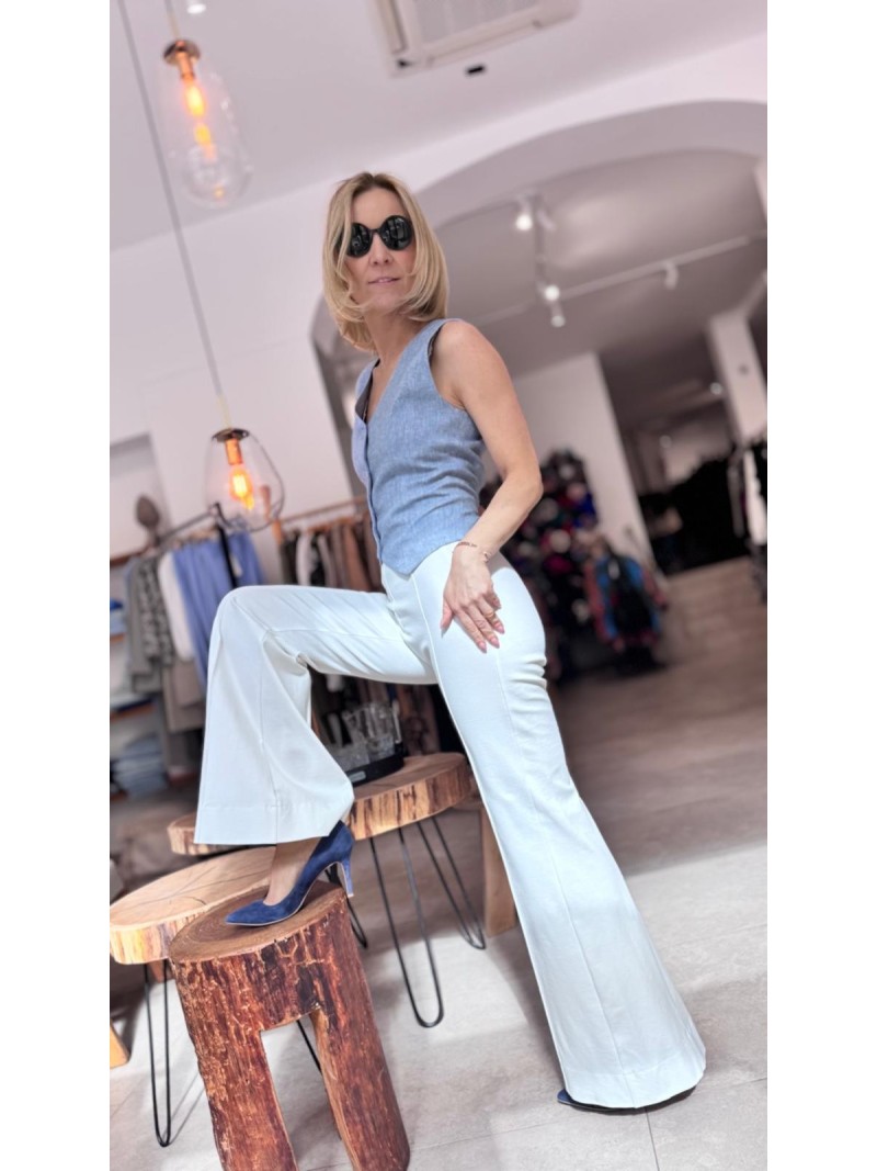 Miniatura produktu Białe Spodnie Flare na gumce i z szerokimi nogawkami Flare White