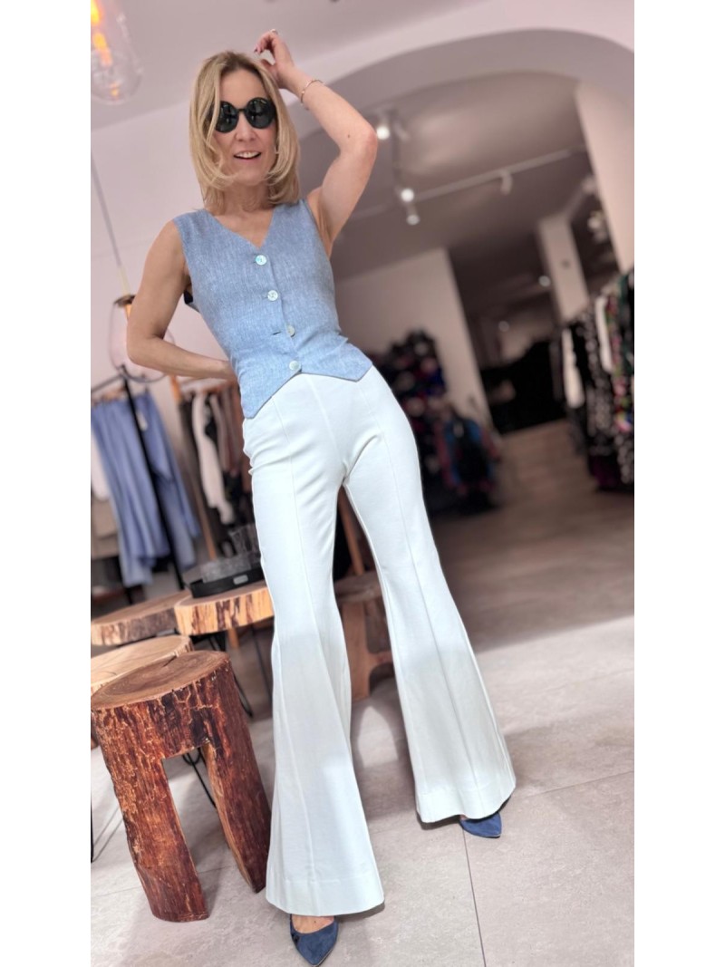 Miniatura produktu Białe Spodnie Flare na gumce i z szerokimi nogawkami Flare White