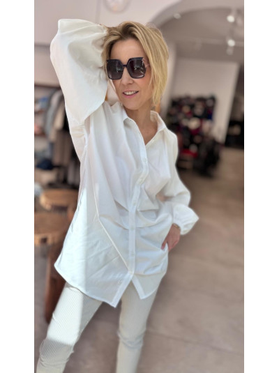 Bawełniana Koszula z bufiastymi rękawami zapinana na guziki w kolorze białym Velar White