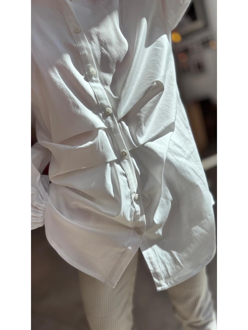 Miniatura produktu Bawełniana Koszula z bufiastymi rękawami zapinana na guziki w kolorze białym Velar White