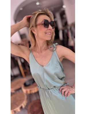 Miętowa Bluzka Top z wiązaniem na ramionach Chiara Mint