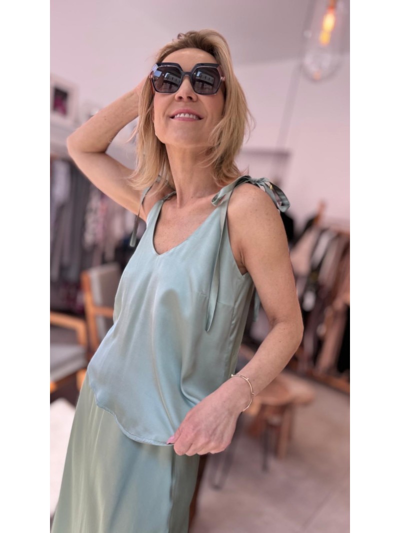 Miniatura produktu Miętowa Bluzka Top z wiązaniem na ramionach Chiara Mint