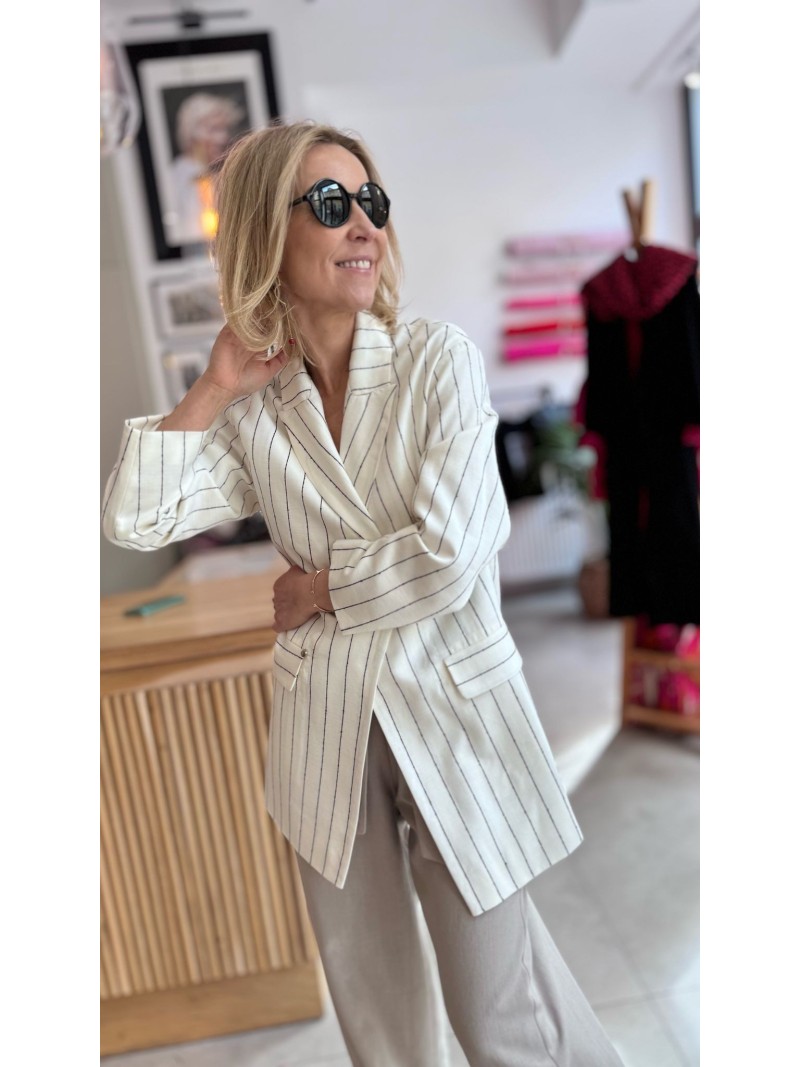 Miniatura produktu Jasny Żakiet oversize w czarny prążek Cassie White&Black