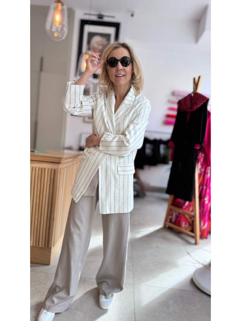 Miniatura produktu Jasny Żakiet oversize w czarny prążek Cassie White&Black