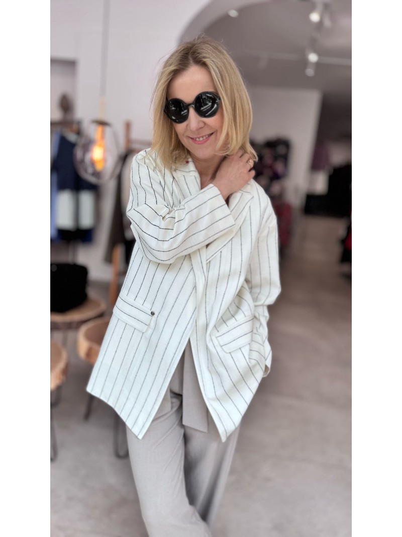 Miniatura produktu Jasny Żakiet oversize w czarny prążek Cassie White&Black