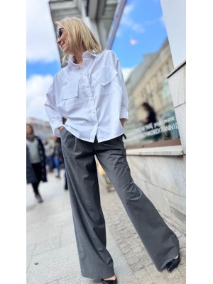 Biała Bawełniana Koszula z kieszeniami i mankietem Alessandro White