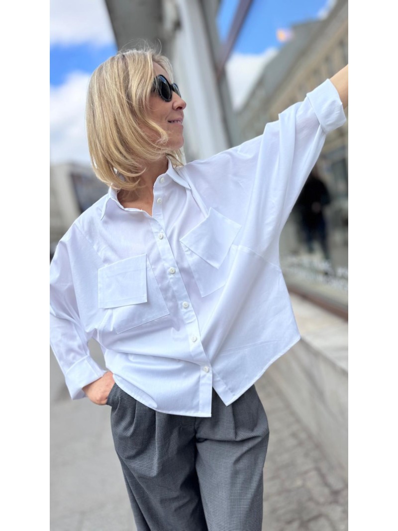 Miniatura produktu Biała Bawełniana Koszula z kieszeniami i mankietem Alessandro White