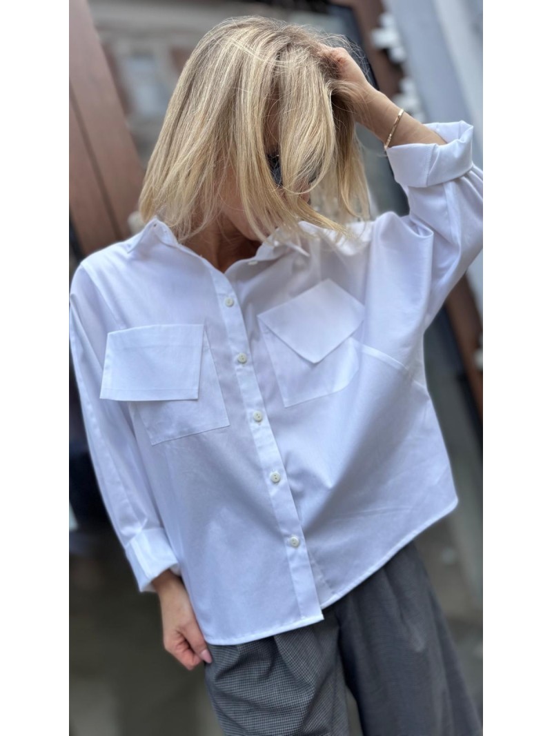 Miniatura produktu Biała Bawełniana Koszula z kieszeniami i mankietem Alessandro White