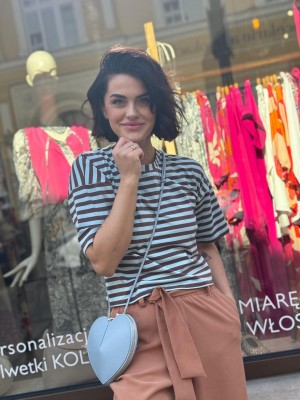 Niebieski T-shirt Bawełniany w brązowe paski Sailor Brown&Blue