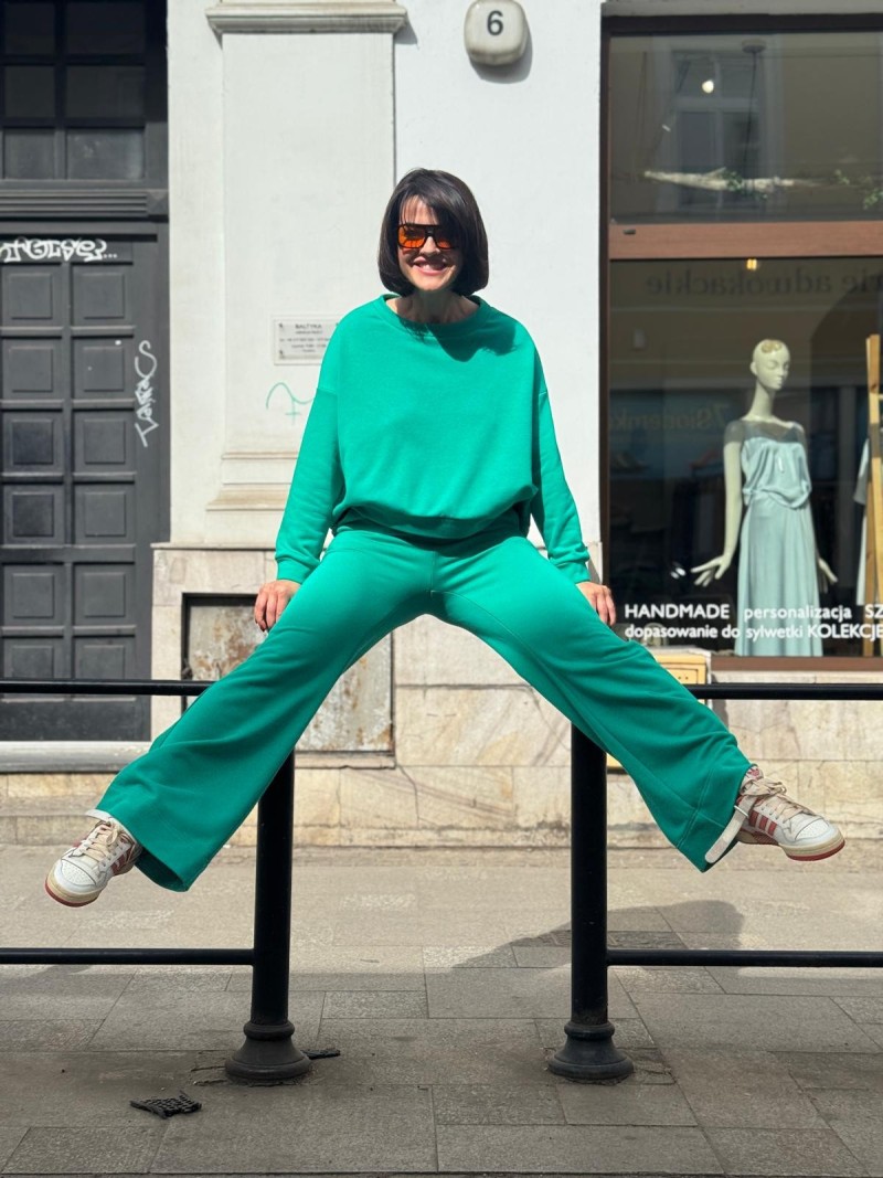 Miniatura produktu Dresowe Spodnie z szerokimi nogawkami w kolorze zielonym New York Green