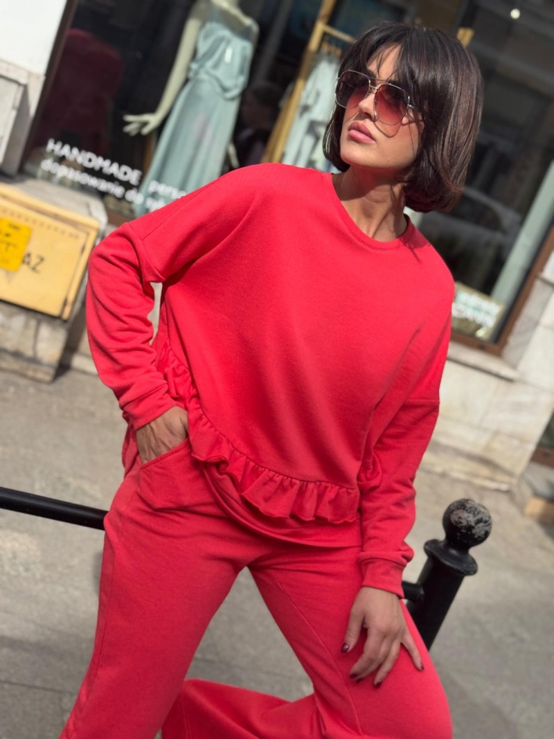 Miniatura produktu Bawełniana Bluza z falbanami w kolorze koralowym Lupo Strawberry