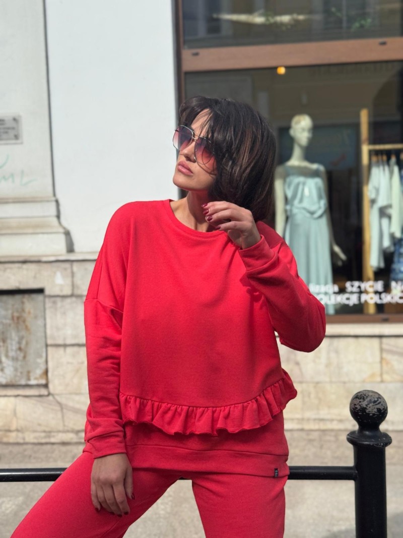 Miniatura produktu Bawełniana Bluza z falbanami w kolorze koralowym Lupo Strawberry