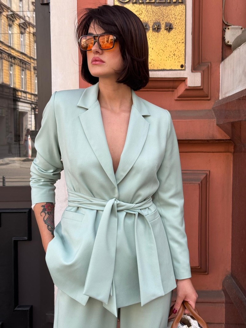 Miniatura produktu Miętowy Żakiet taliowany z szerokim pasem Mint