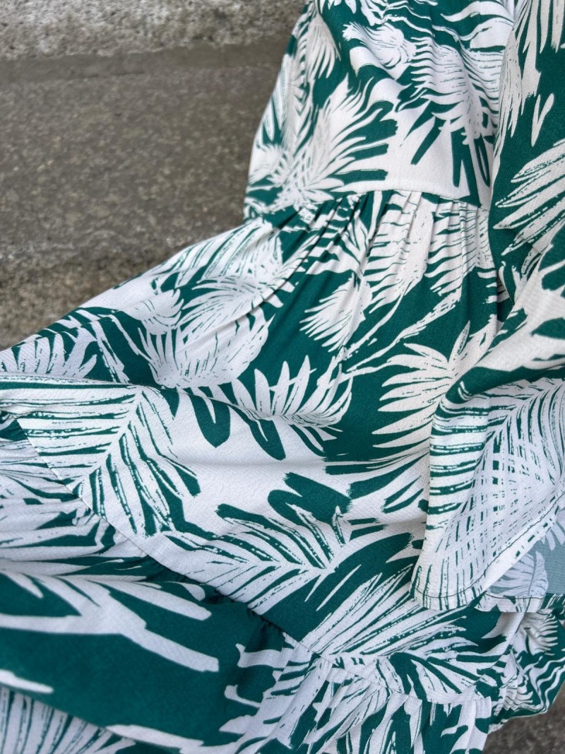 Miniatura produktu Wzorzysta Sukienka maxi Wiskozowa z wiązaniem, falbanami i krótkim rękawem Zoe Botanic