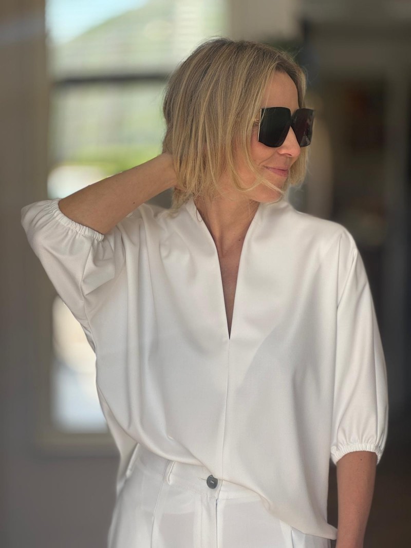 Miniatura produktu Biała Luźna Bluzka o kroju kimono asymetryczna Danielle White