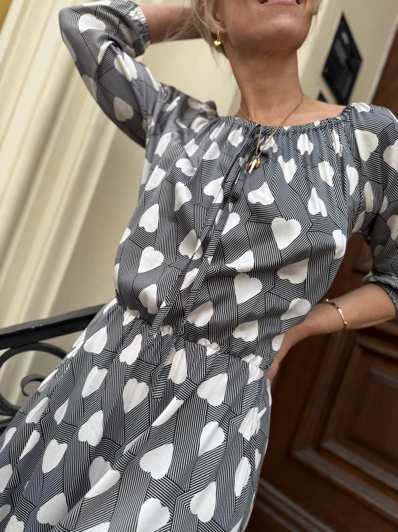 Miniatura produktu Wiskozowa Sukienka maxi w serca z rozcięciami i odkrytymi ramionami Heart