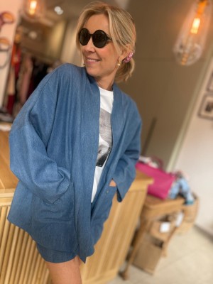 Tencelowe Wdzianko z kieszeniami Kimono Jeans