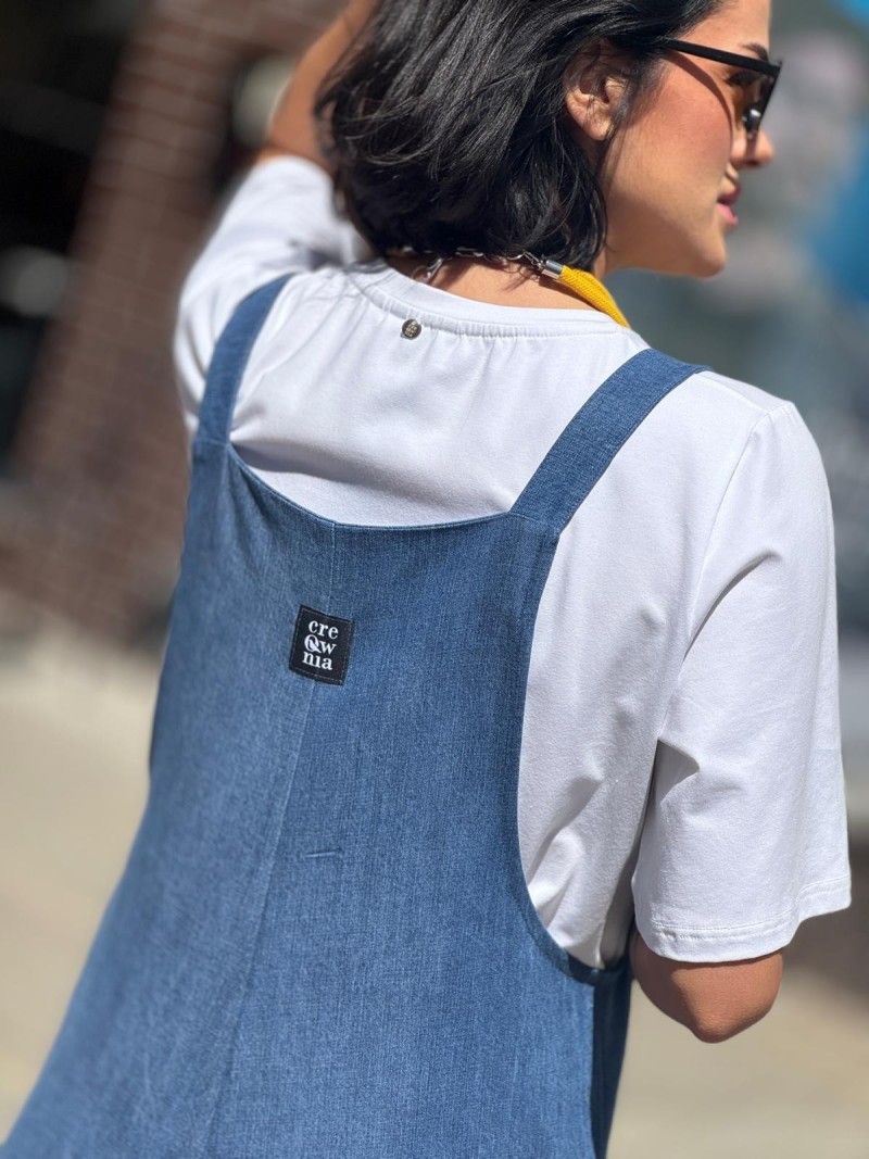 Miniatura produktu Niebieskie ogrodniczki z tencelu z kieszeniami Jeans