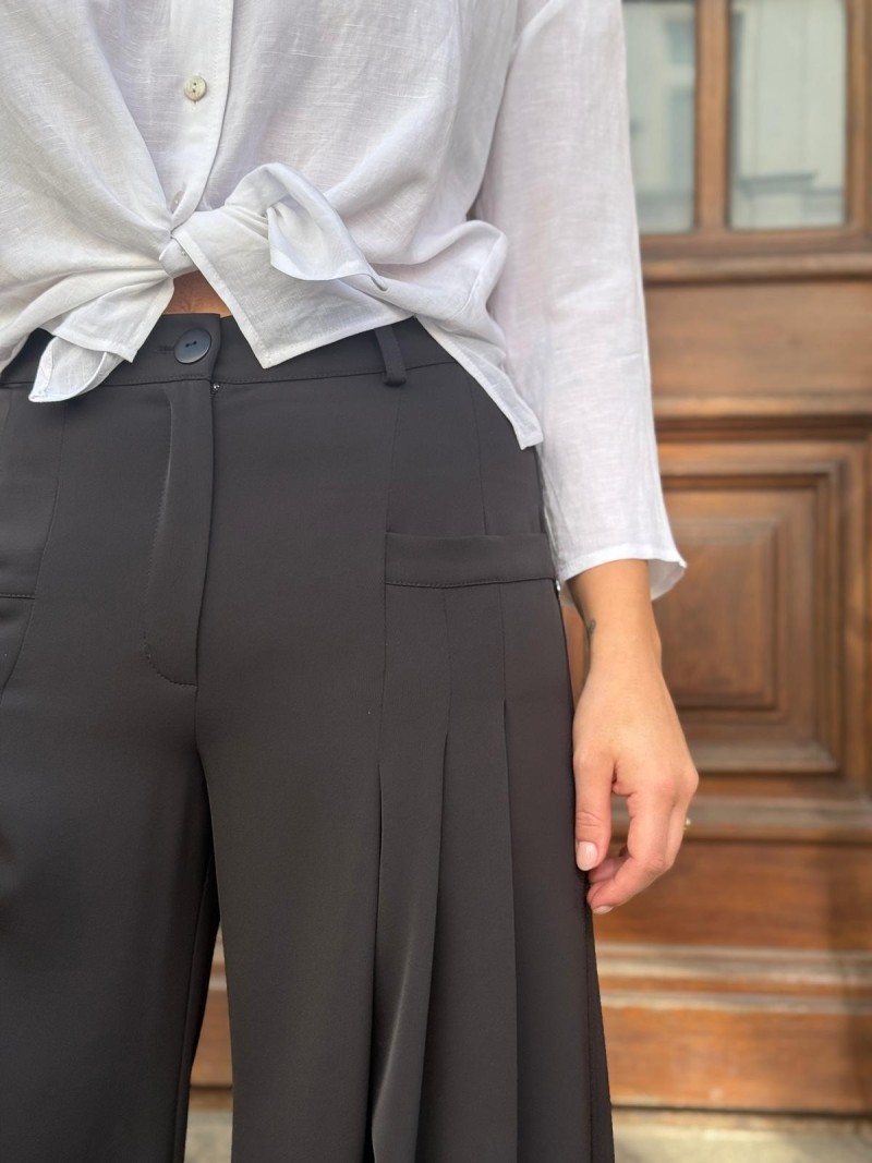 Miniatura produktu Czarne Spodnie Damskie z szerokimi nogawkami i wysokim stanem Ottavio Black