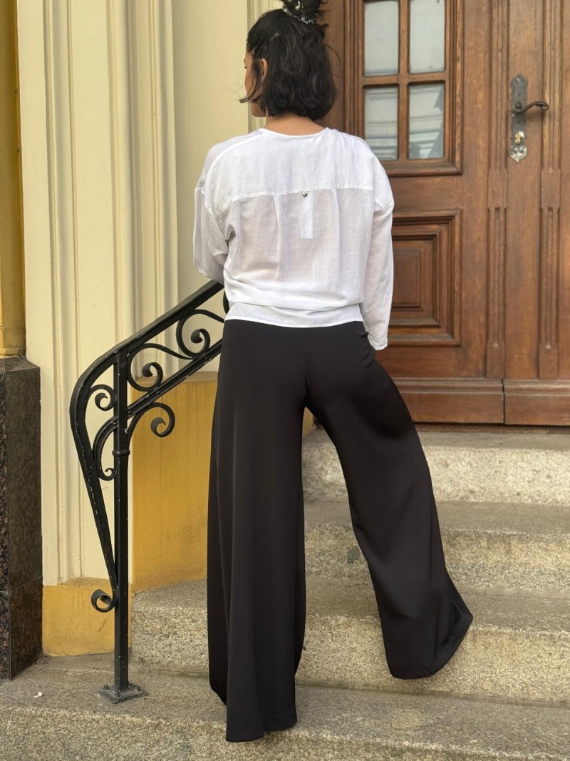 Miniatura produktu Czarne Spodnie Damskie z szerokimi nogawkami i wysokim stanem Ottavio Black