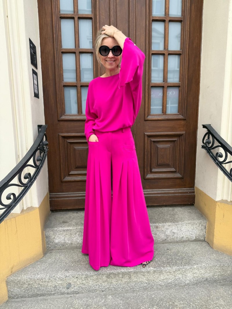 Miniatura produktu Fuksjowe Spodnie Damskie z szerokimi nogawkami Ottavio Magenta