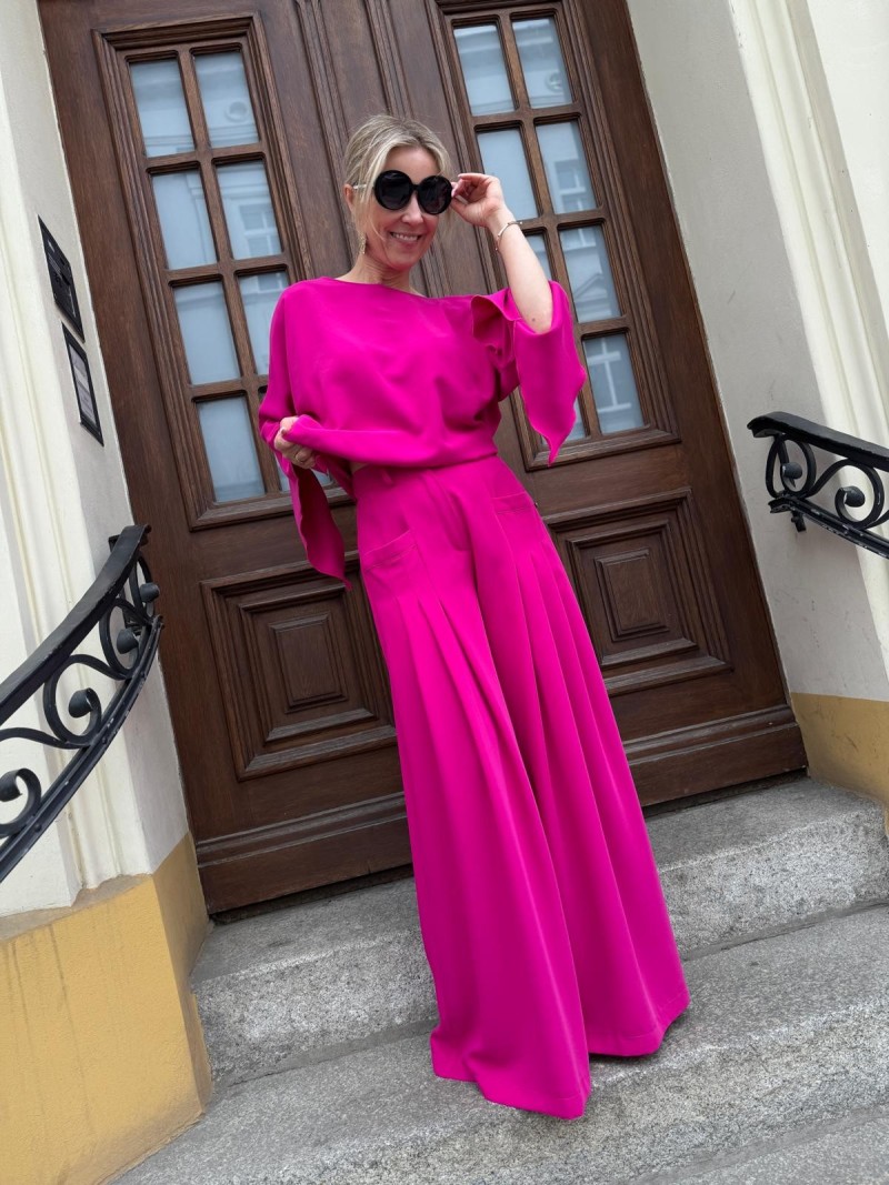 Miniatura produktu Fuksjowe Spodnie Damskie z szerokimi nogawkami Ottavio Magenta