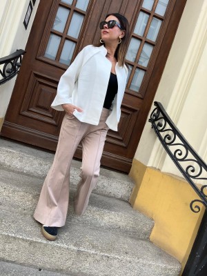 Białe Wdzianko bez zapięcia z raglanowym rękawem 3/4 Iren White