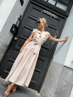 Sukienka Maxi z falbanami w jasnoróżowym kolorze Sevilla Powder Pink