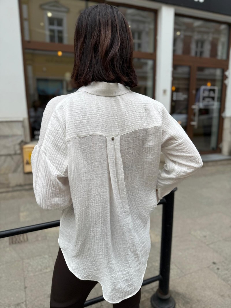 Miniatura produktu Biała Koszula Wiskozowa z kołnierzykiem zapinana na guziki Victor Lyocell&White