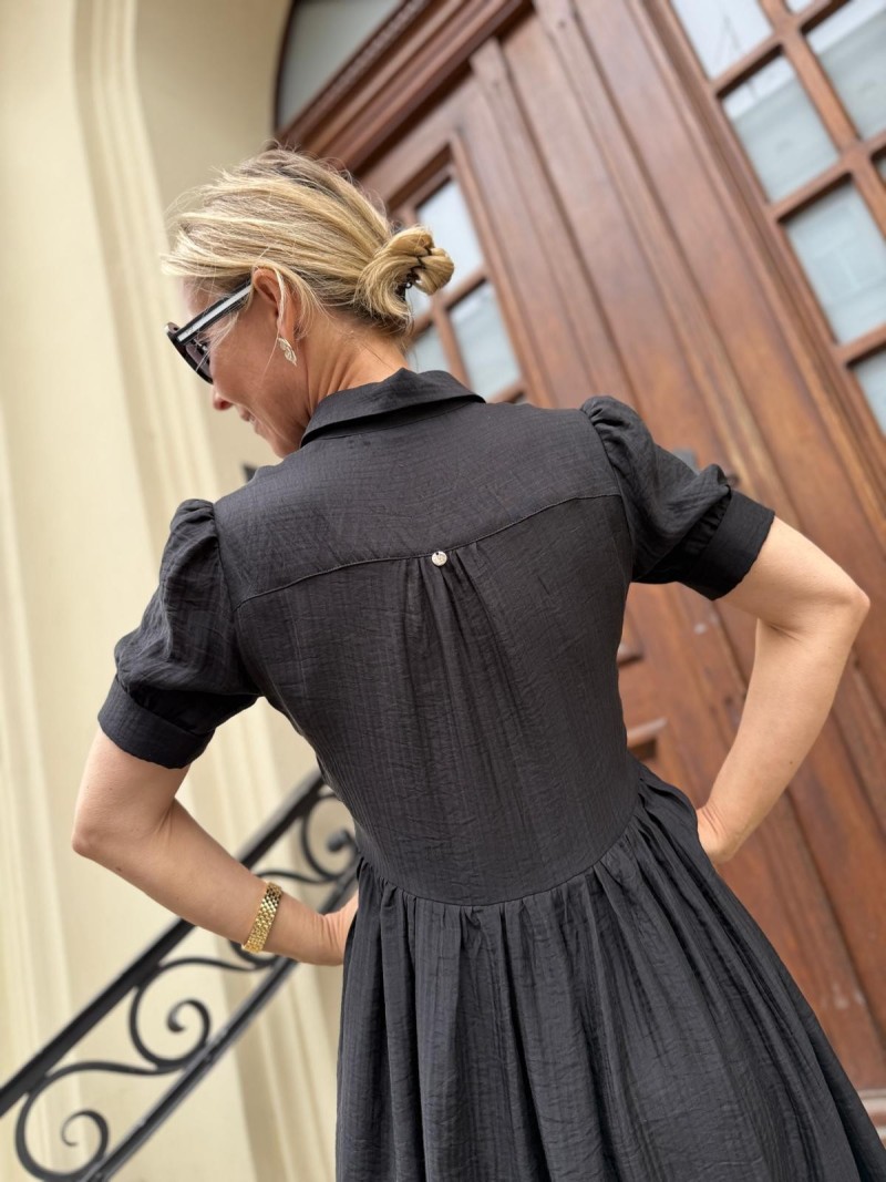 Miniatura produktu Czarna Sukienka maxi z kołnierzykiem i guzikami Alice Long Black