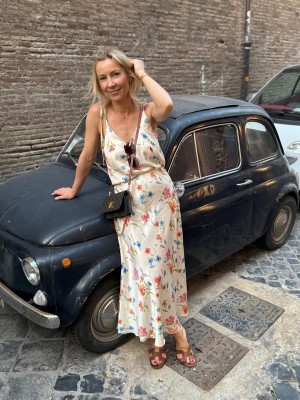 Jasna Bluzka Top w kwiaty z wiązaniem na ramionach Chiara Flowers