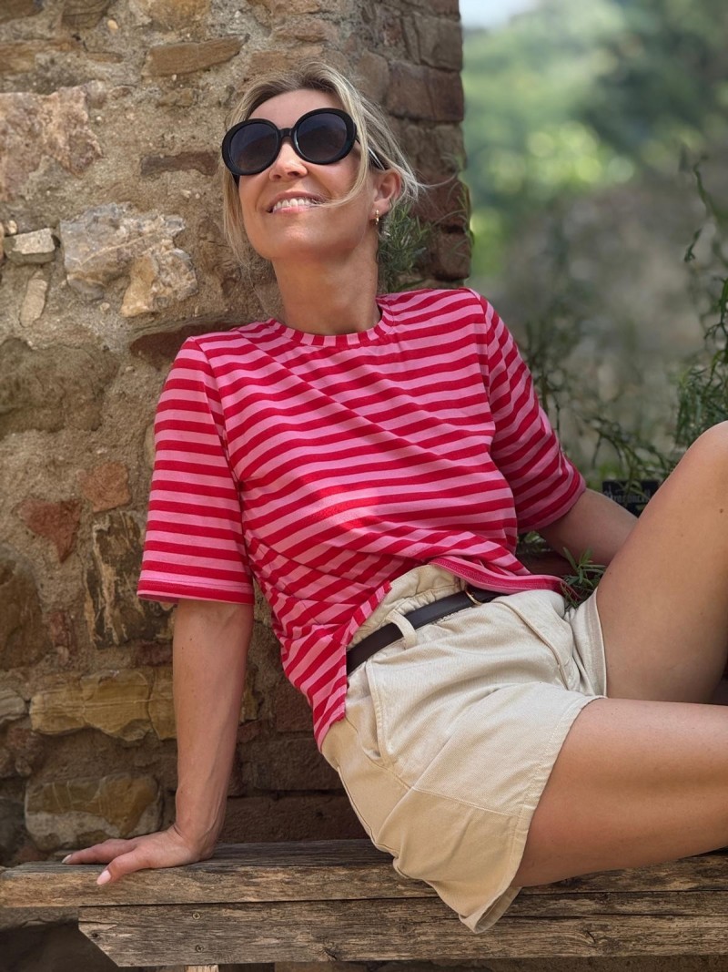 Miniatura produktu Bawełniany T-shirt w paski w kolorze różowym Matt Red&Pink