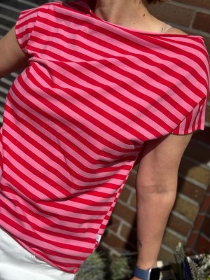 Bawełniany T-shirt w paski w kolorze różowym Cleo Red&Pink