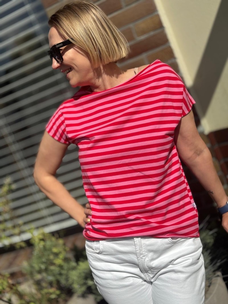 Miniatura produktu Bawełniany T-shirt w paski w kolorze różowym Cleo Red&Pink