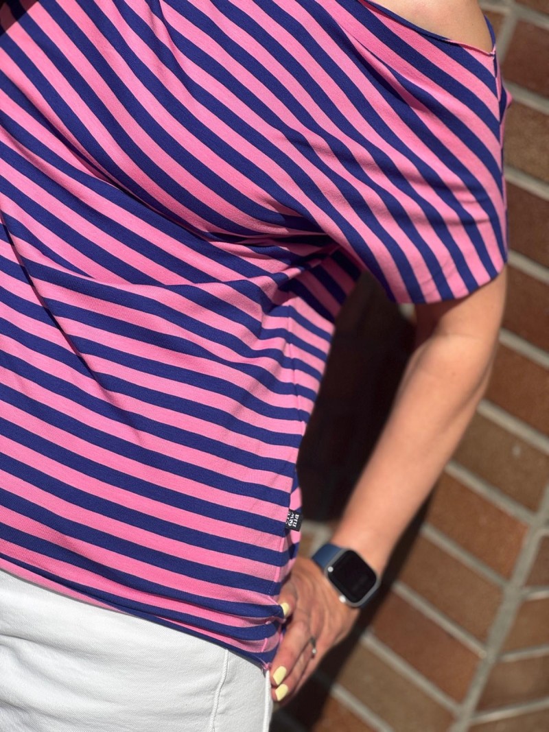 Miniatura produktu Bawełniany T-shirt w różowo-granatowe paski Cleo Pink&Navy