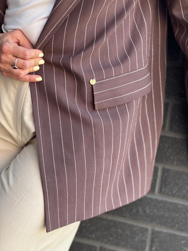 Miniatura produktu Brązowy Żakiet oversize W paski Cassie Lines&Brown