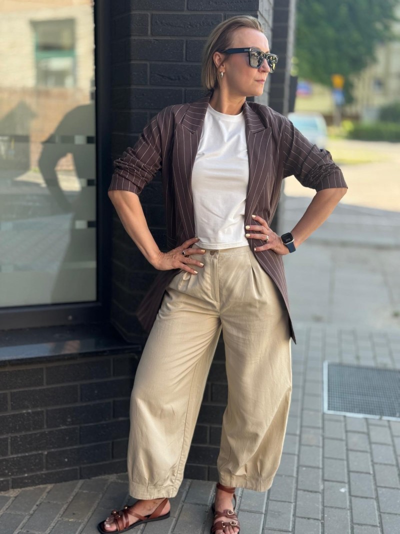 Miniatura produktu Brązowy Żakiet oversize W paski Cassie Lines&Brown