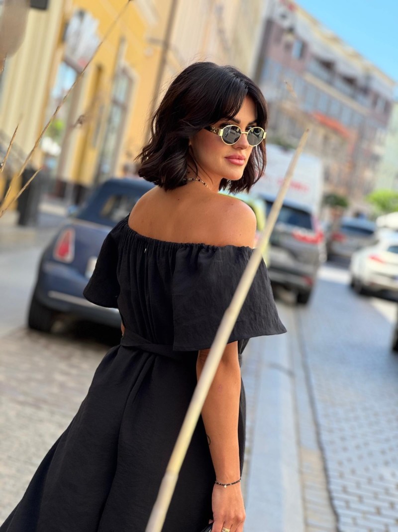 Miniatura produktu Czarny Kombinezon Wiskozowy z wiązaniem i odkrytymi ramionami Spain Black