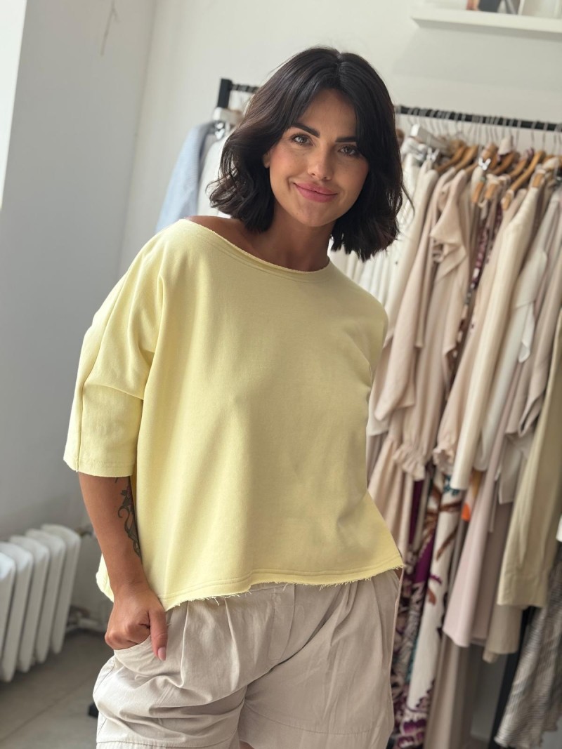 Miniatura produktu Żółta Bawełniana Bluza asymetryczna z rękawem 3/4 Pure Yellow