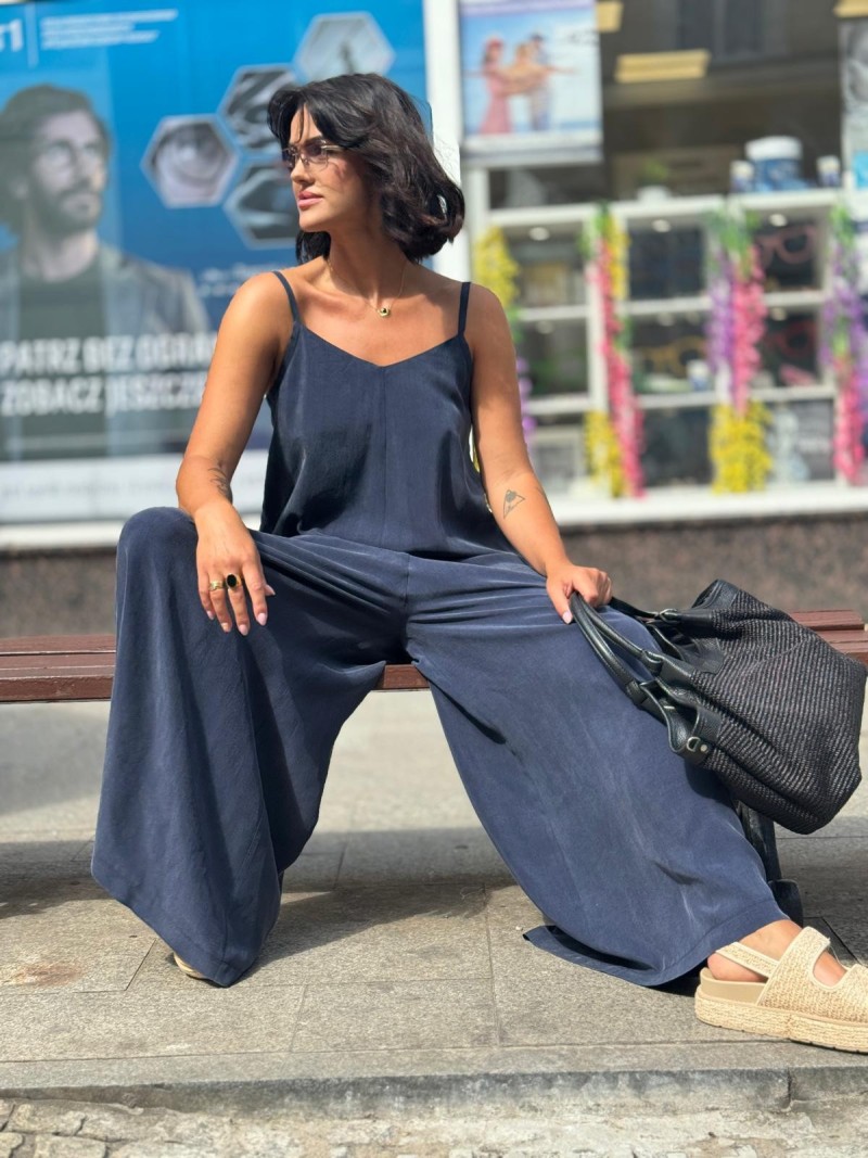 Miniatura produktu Niebieski Kombinezon z wiązaniem na plecach Bali Cupro&Navy