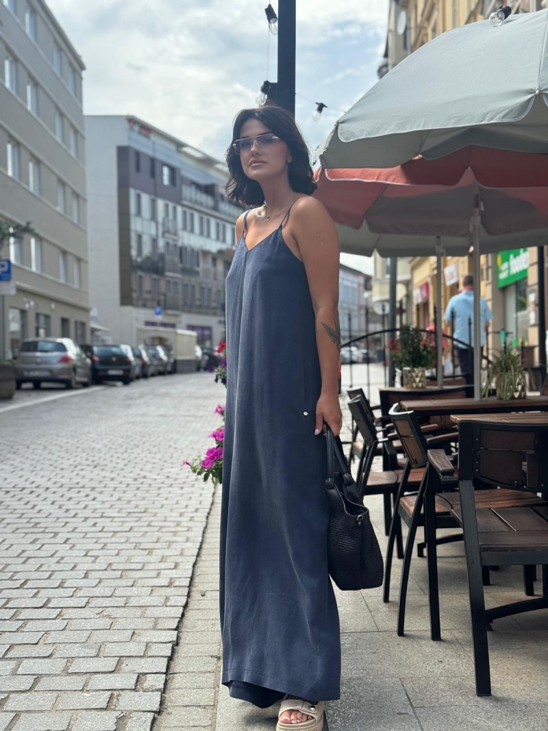 Miniatura produktu Niebieski Kombinezon z wiązaniem na plecach Bali Cupro&Navy