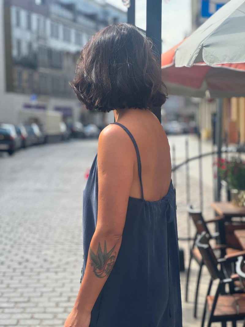 Miniatura produktu Niebieski Kombinezon z wiązaniem na plecach Bali Cupro&Navy