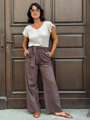 Kremowa Bluzka na krótki rękaw z wiązaniem na plecach Eos Creme