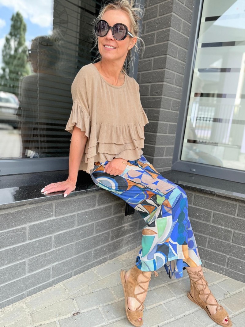 Miniatura produktu Wiskozowe Spodnie Culoty z prostą nogawką Midi Beach