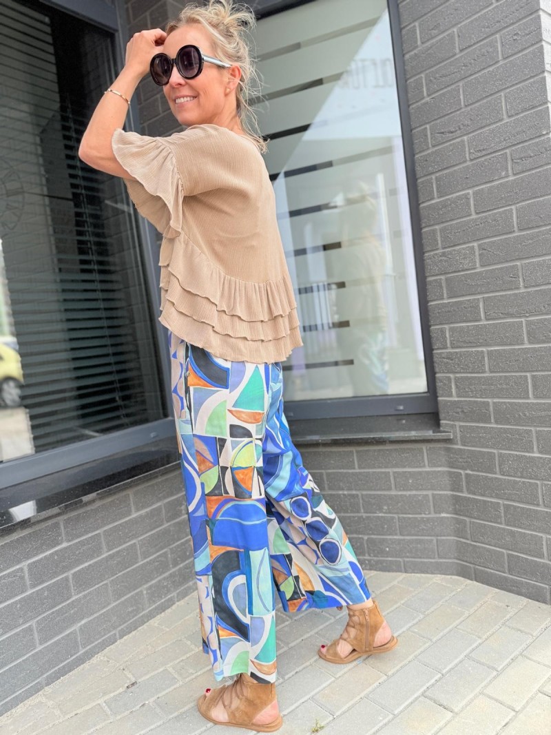 Miniatura produktu Wiskozowe Spodnie Culoty z prostą nogawką Midi Beach