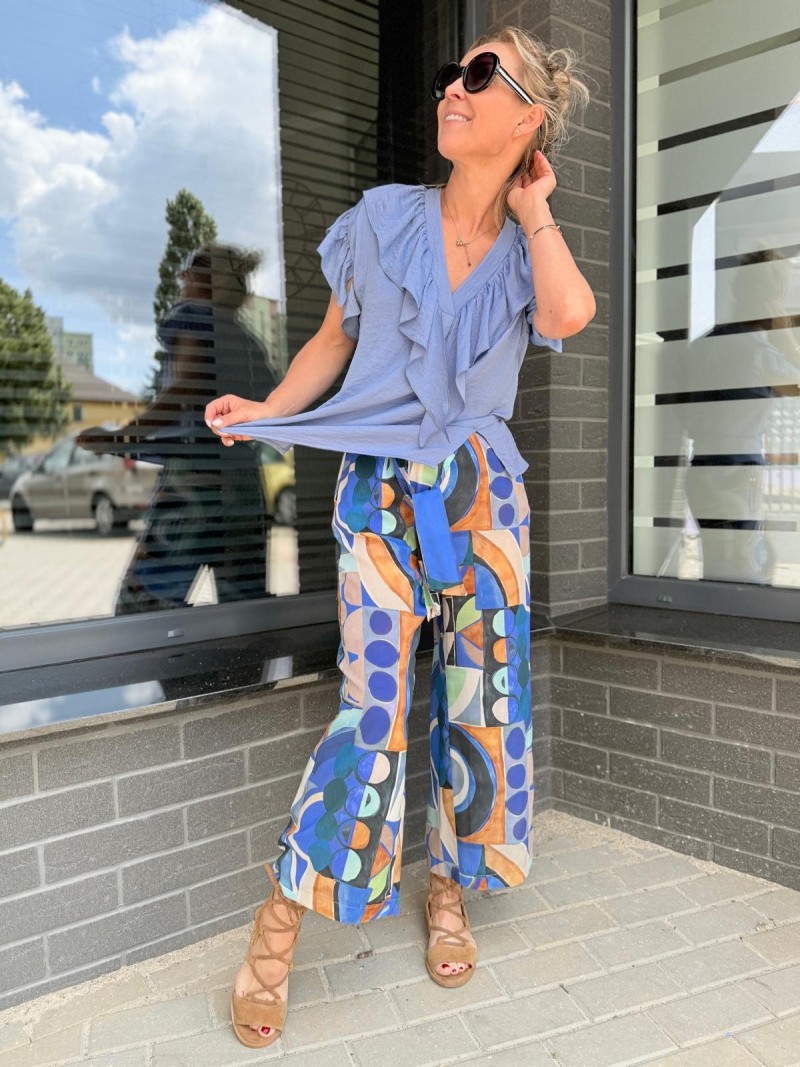 Miniatura produktu Wiskozowe Spodnie Culoty z prostą nogawką Midi Beach