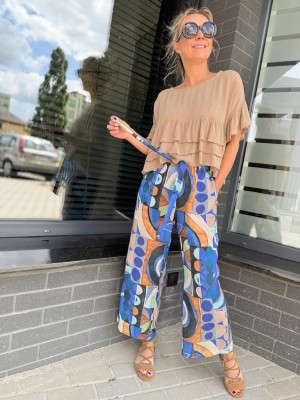 Wiskozowe Spodnie Culoty z prostą nogawką Midi Beach